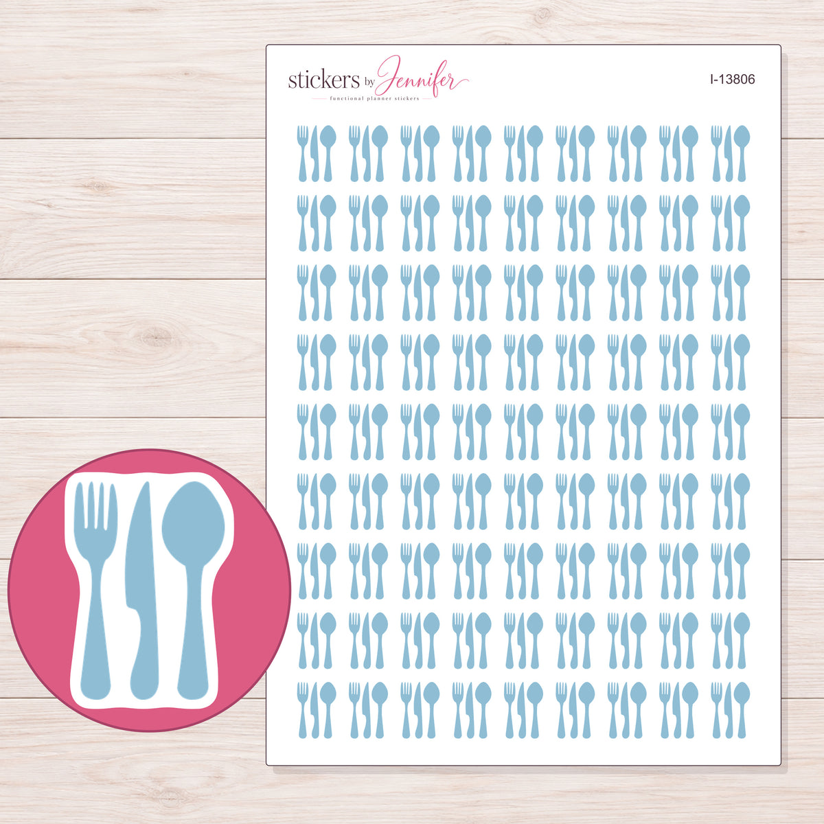 I-13806 planner sticker sheet with enlarged sticker detail