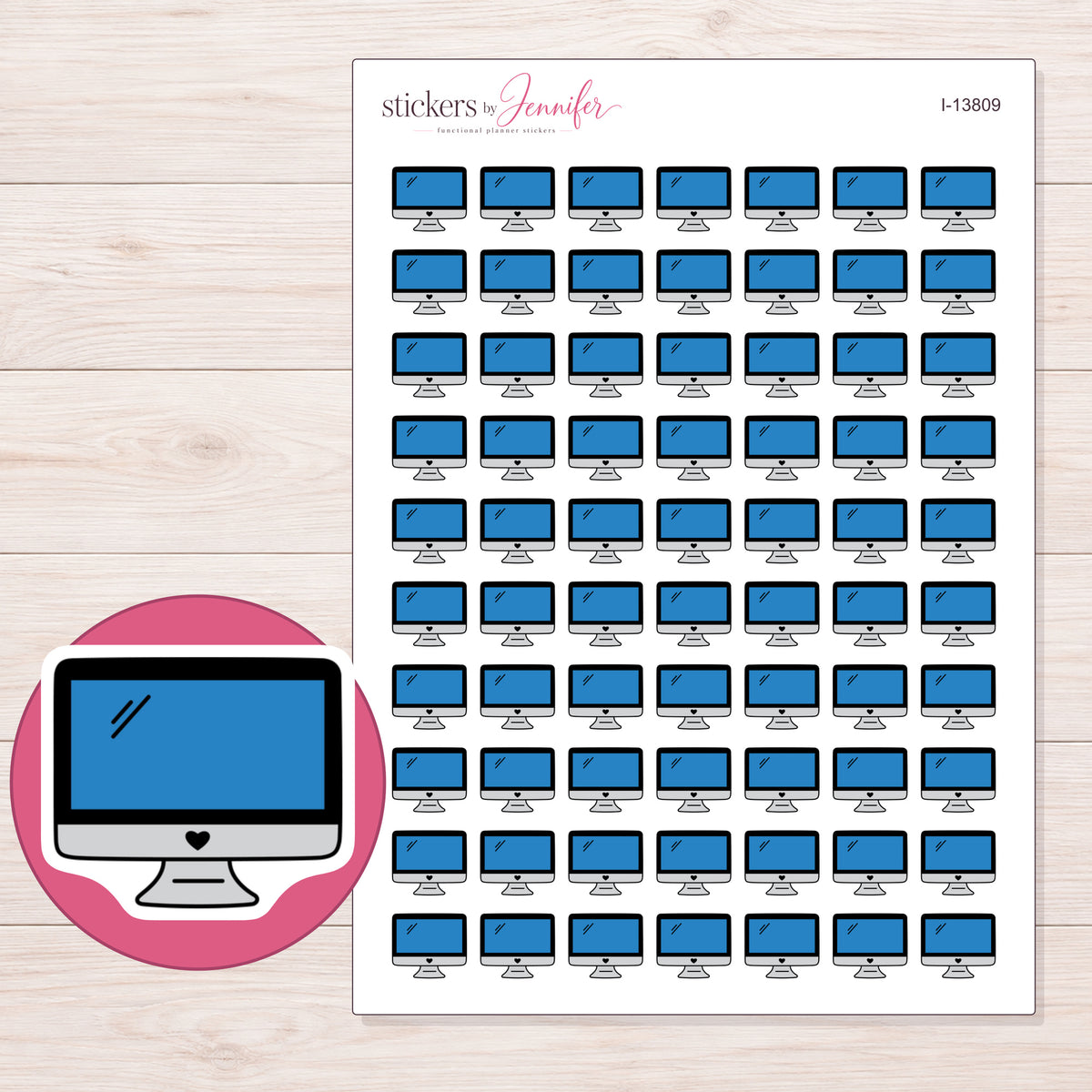 I-13809 planner sticker sheet with enlarged sticker detail