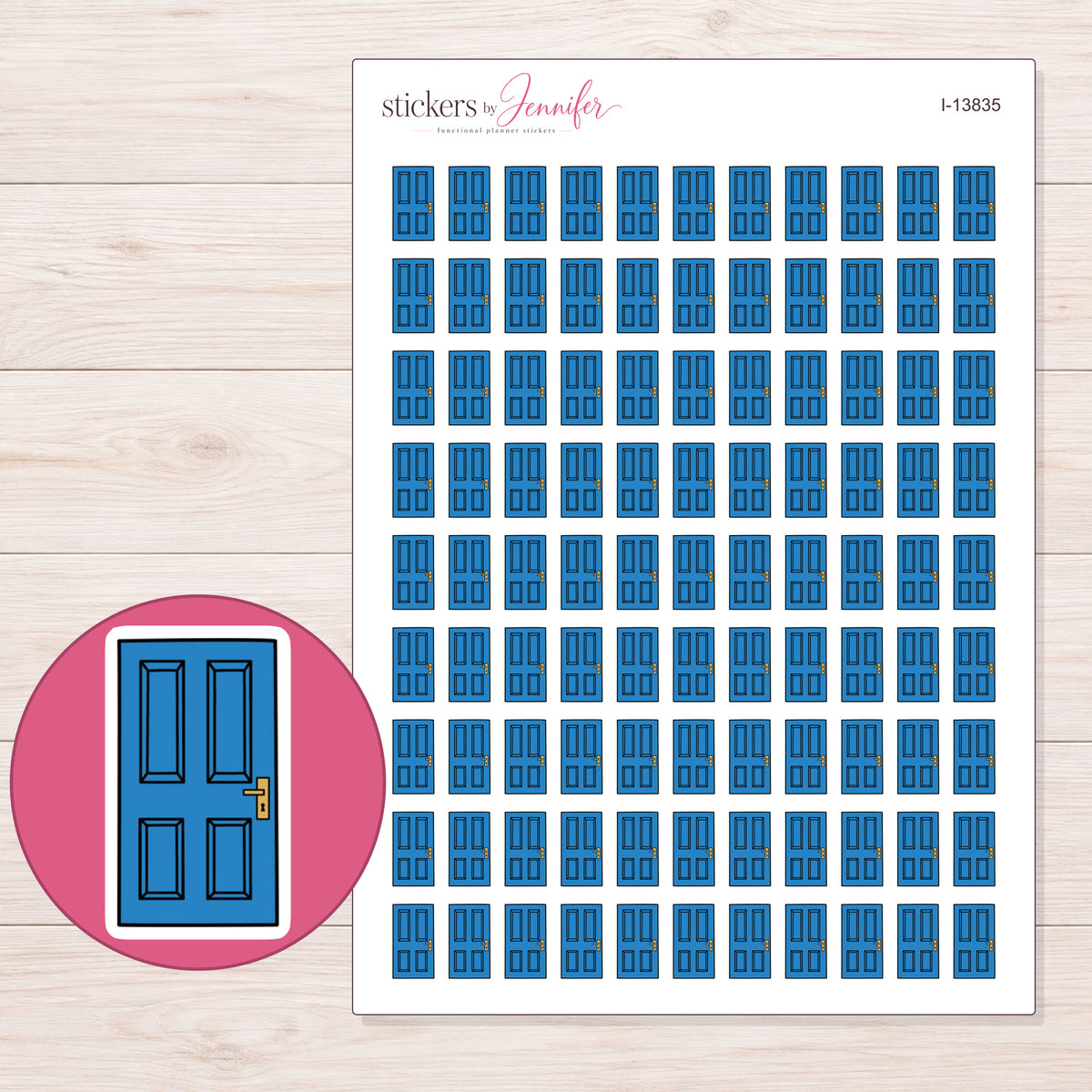 I-13835 planner sticker sheet with enlarged sticker detail