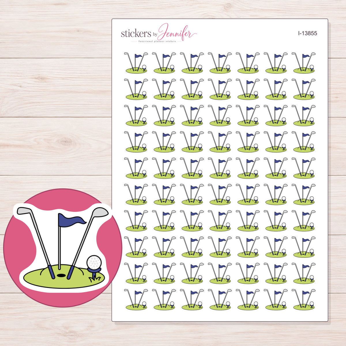 I-13855 planner sticker sheet with enlarged sticker detail