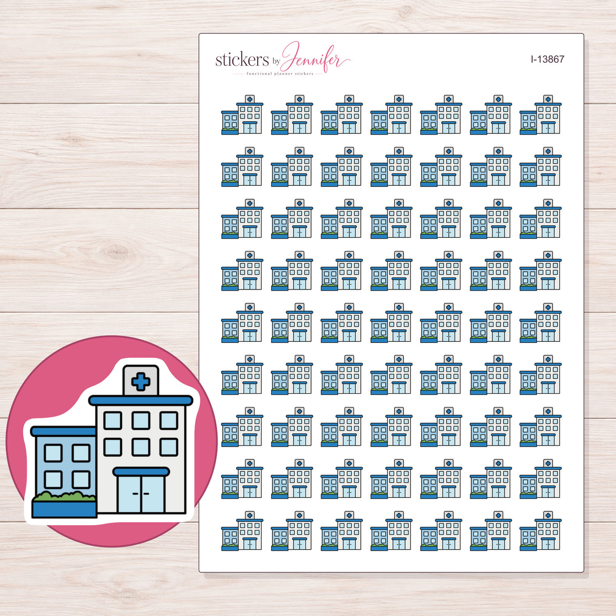 I-13867 planner sticker sheet with enlarged sticker detail