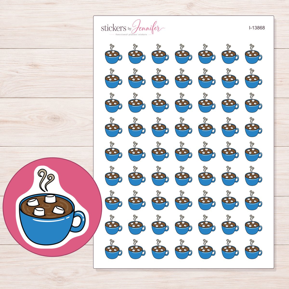 I-13868 planner sticker sheet with enlarged sticker detail
