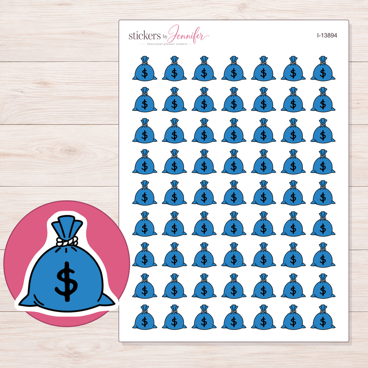 I-13894 planner sticker sheet with enlarged sticker detail