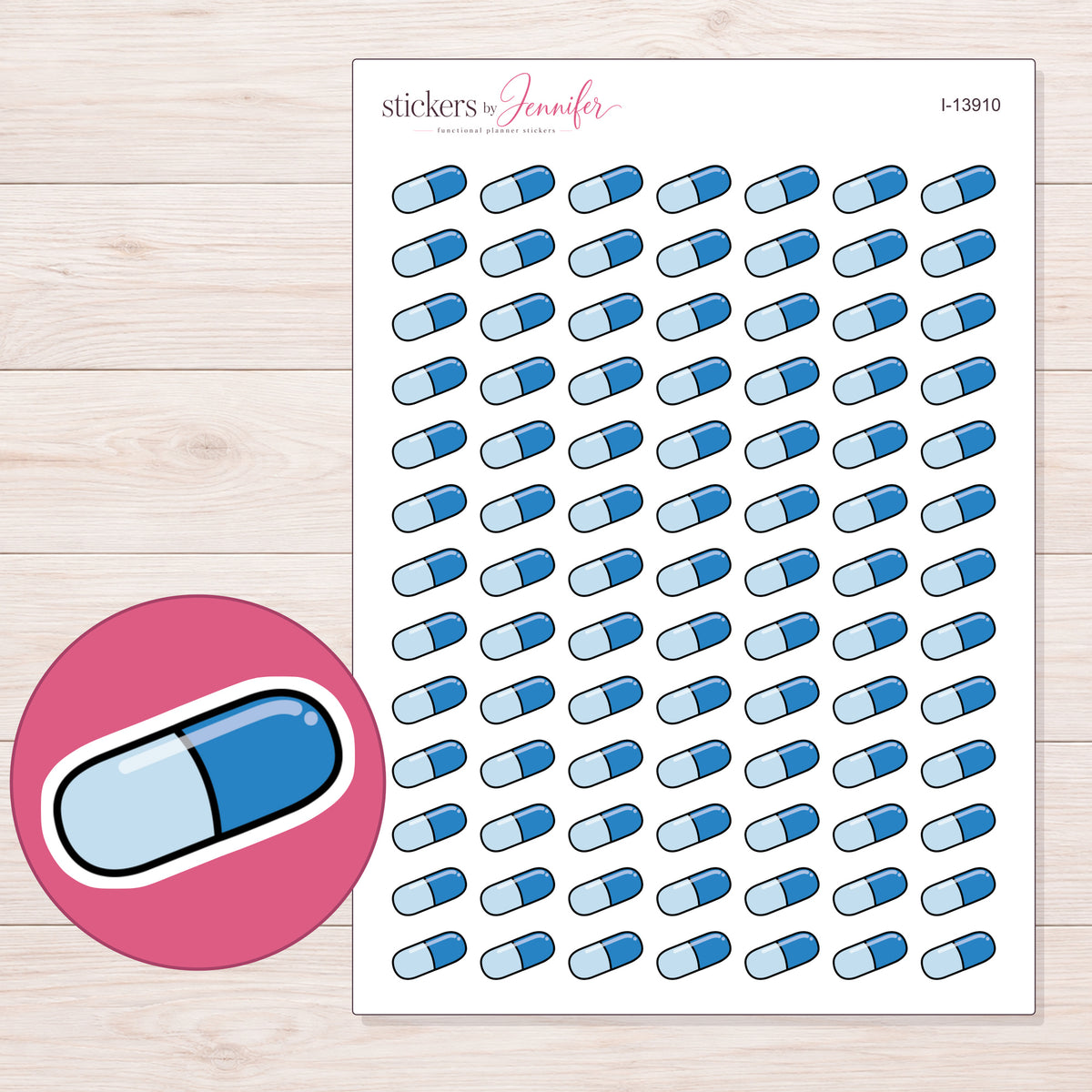 I-13910 planner sticker sheet with enlarged sticker detail