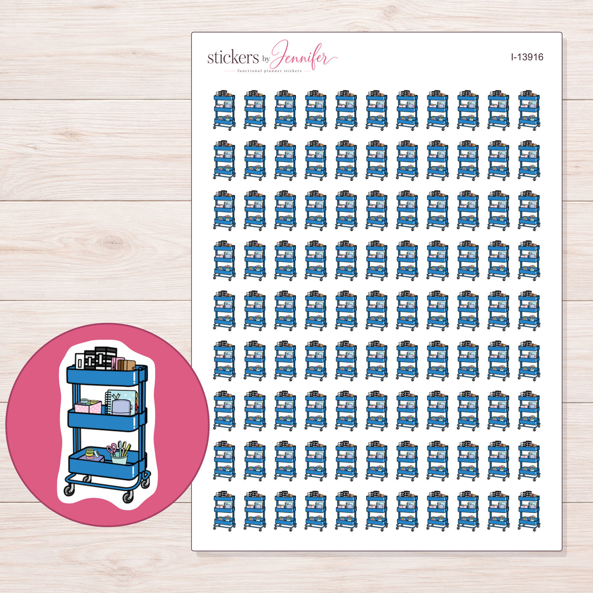 I-13916 planner sticker sheet with enlarged sticker detail