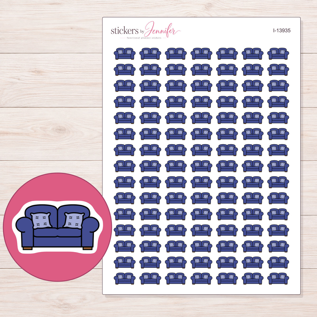 I-13935 planner sticker sheet with enlarged sticker detail
