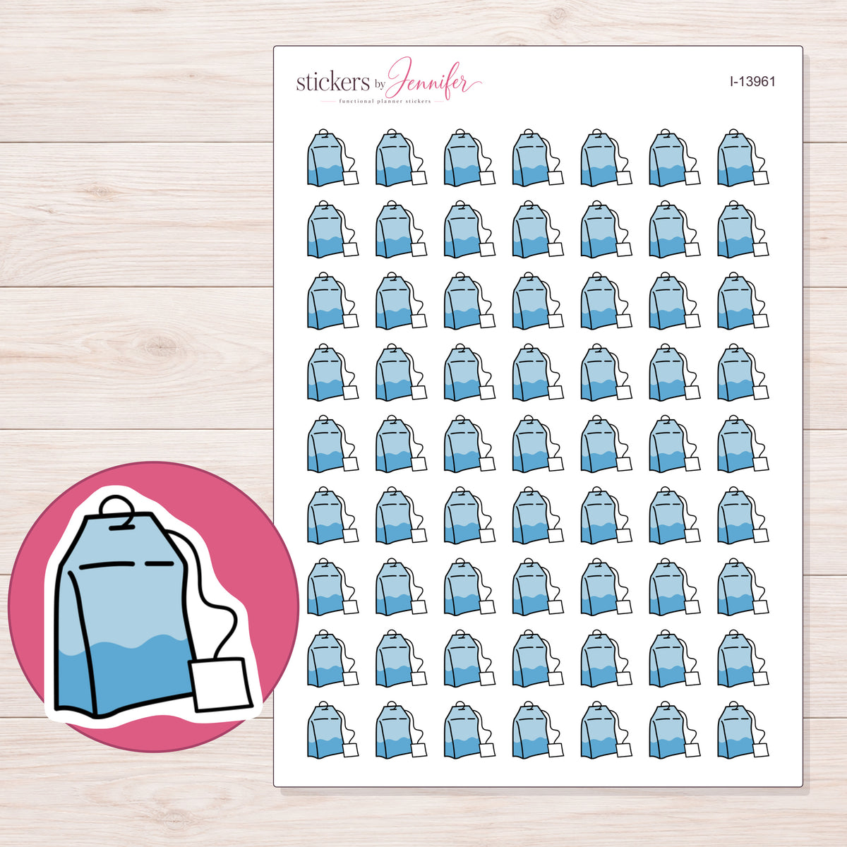 I-13961 planner sticker sheet with enlarged sticker detail