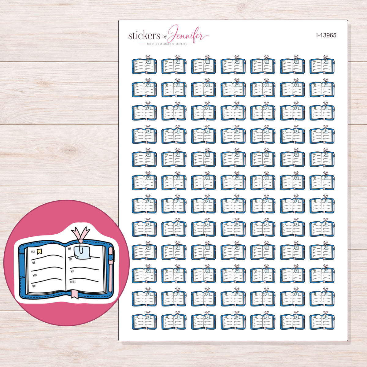 I-13965 planner sticker sheet with enlarged sticker detail