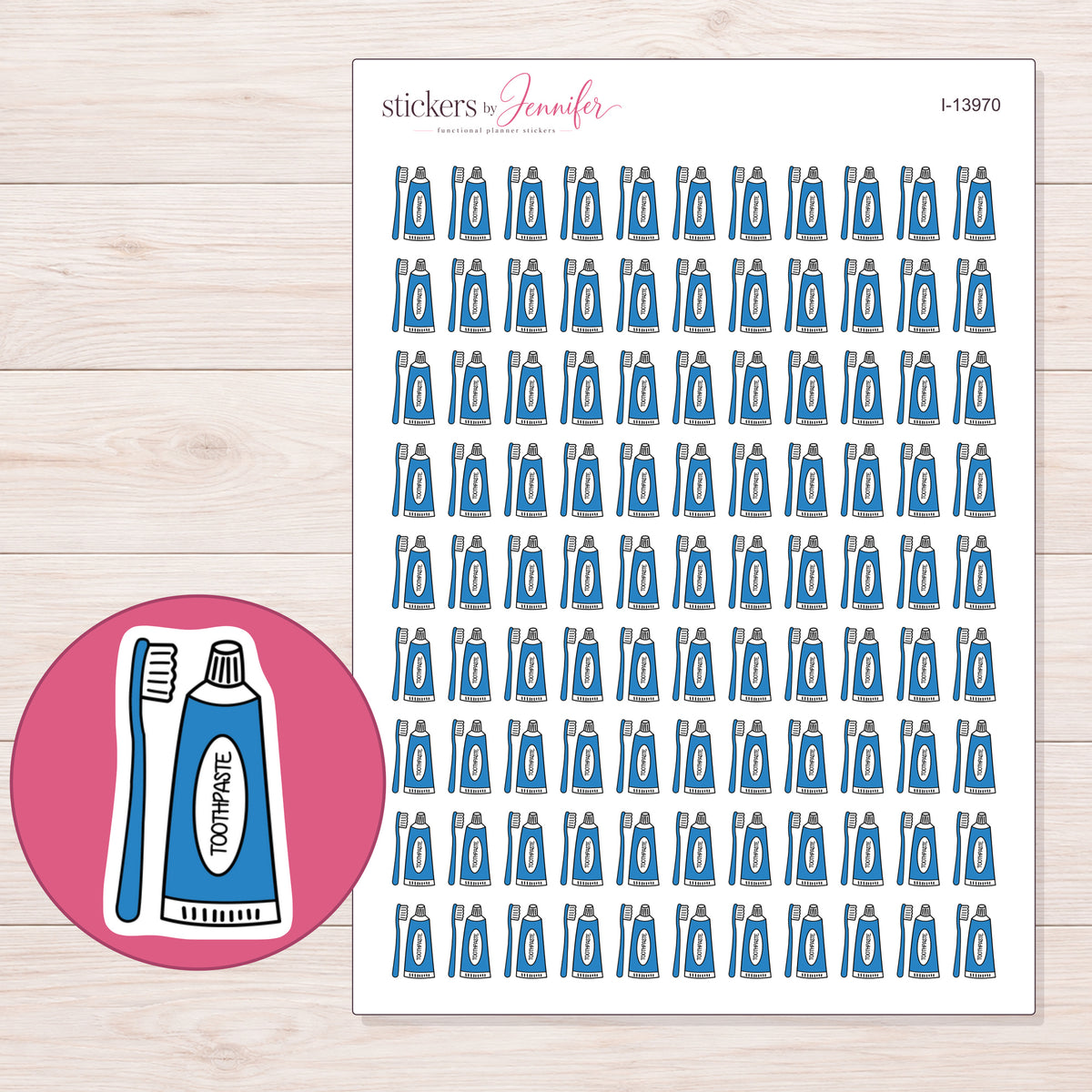I-13970 planner sticker sheet with enlarged sticker detail