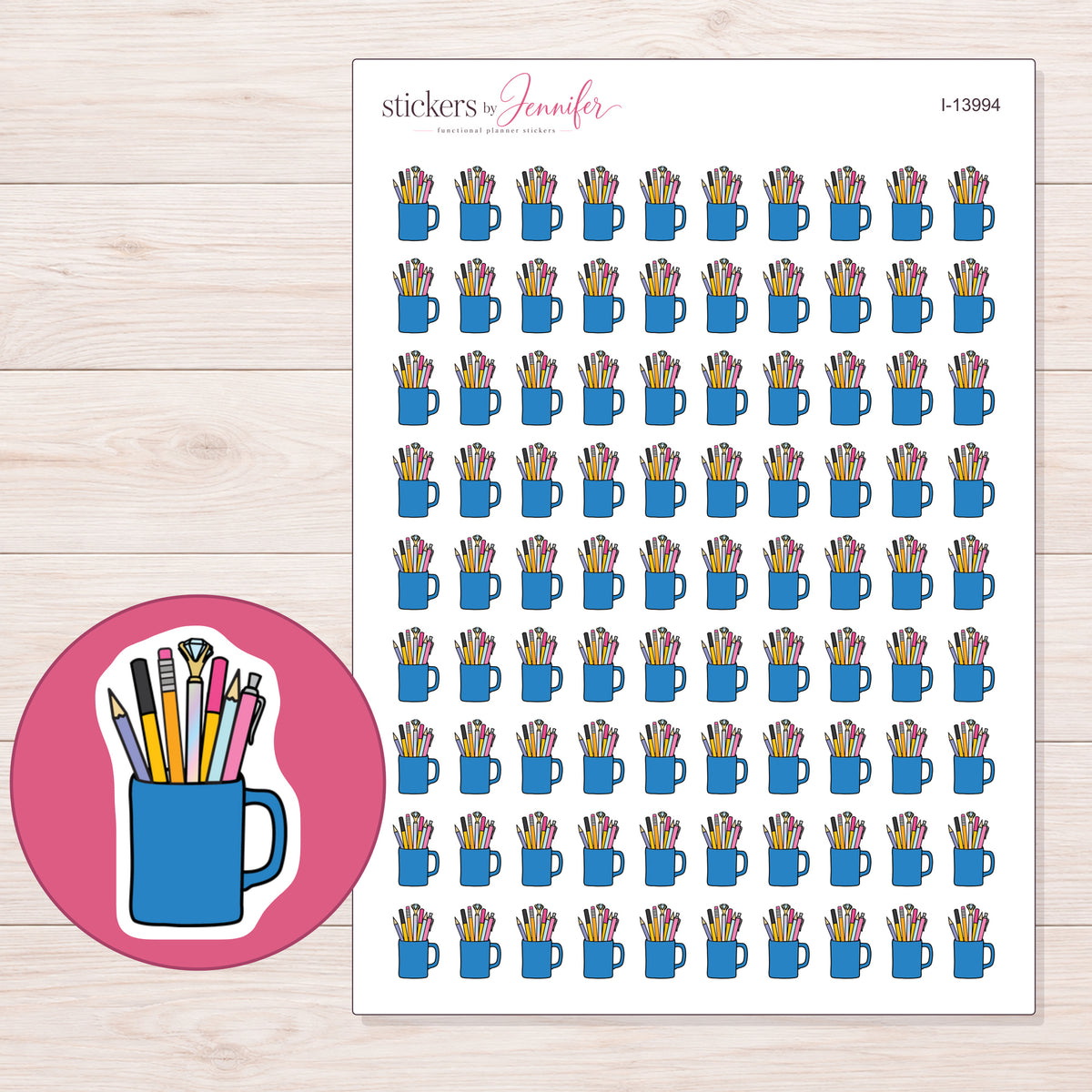 I-13994 planner sticker sheet with enlarged sticker detail