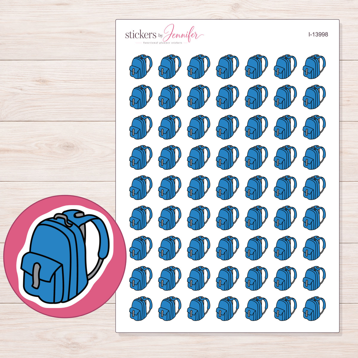I-13998 planner sticker sheet with enlarged sticker detail