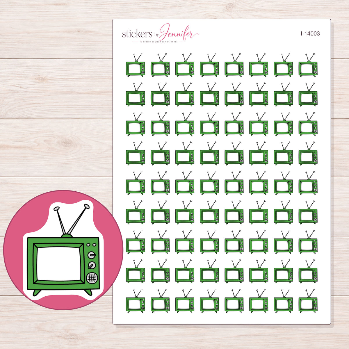 I-14003 planner sticker sheet with enlarged sticker detail