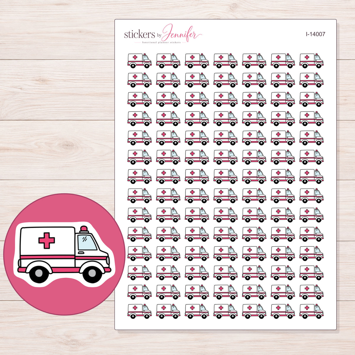 I-14007 planner sticker sheet with enlarged sticker detail