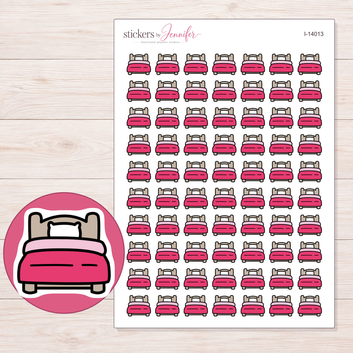 I-14013 planner sticker sheet with enlarged sticker detail
