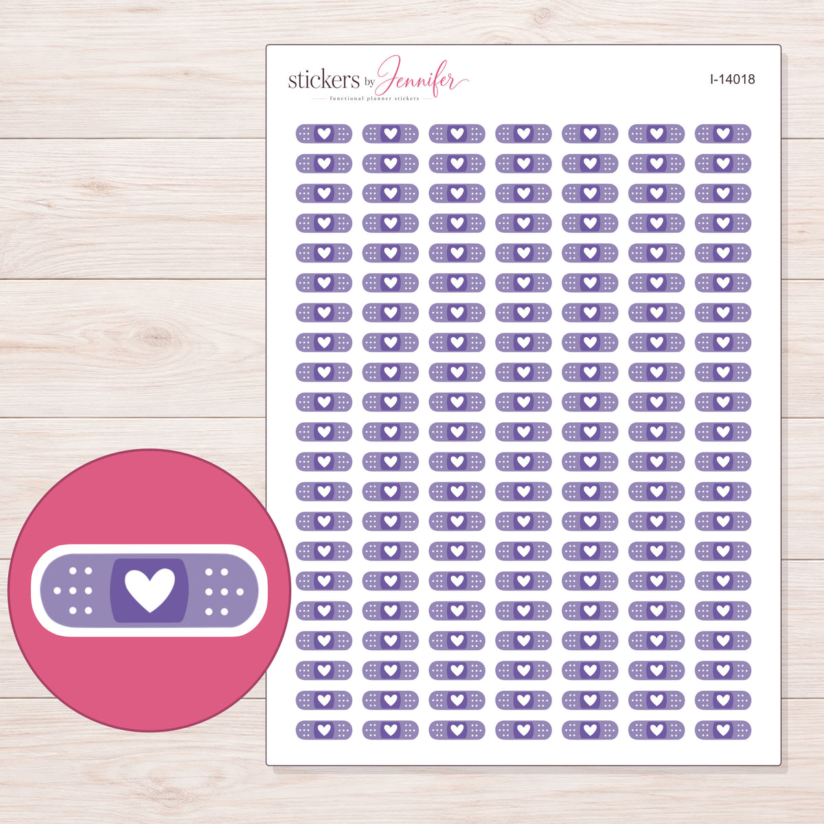I-14018 planner sticker sheet with enlarged sticker detail