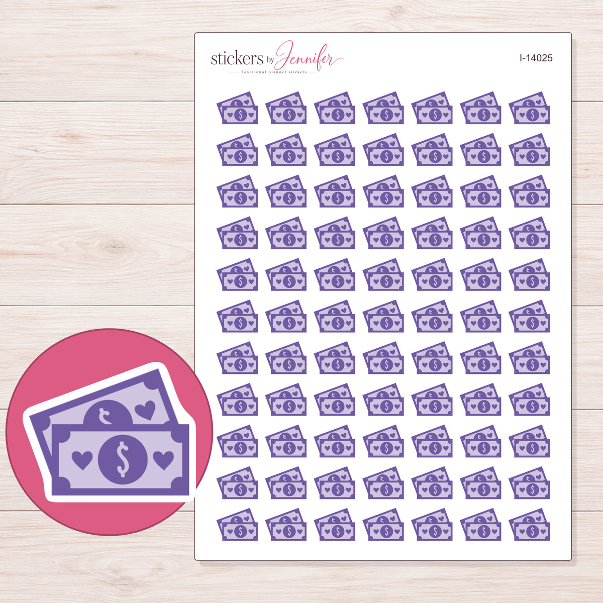 I-14025 planner sticker sheet with enlarged sticker detail