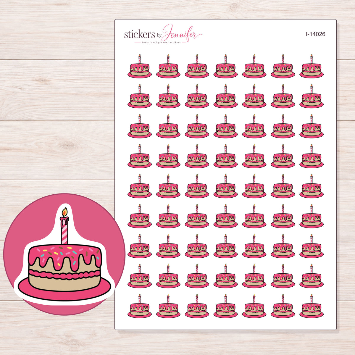 I-14026 planner sticker sheet with enlarged sticker detail