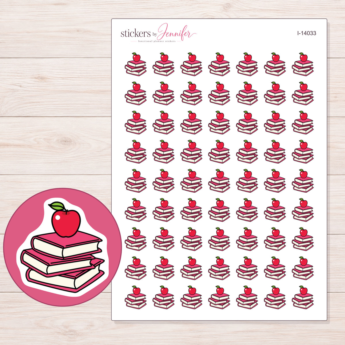 I-14033 planner sticker sheet with enlarged sticker detail