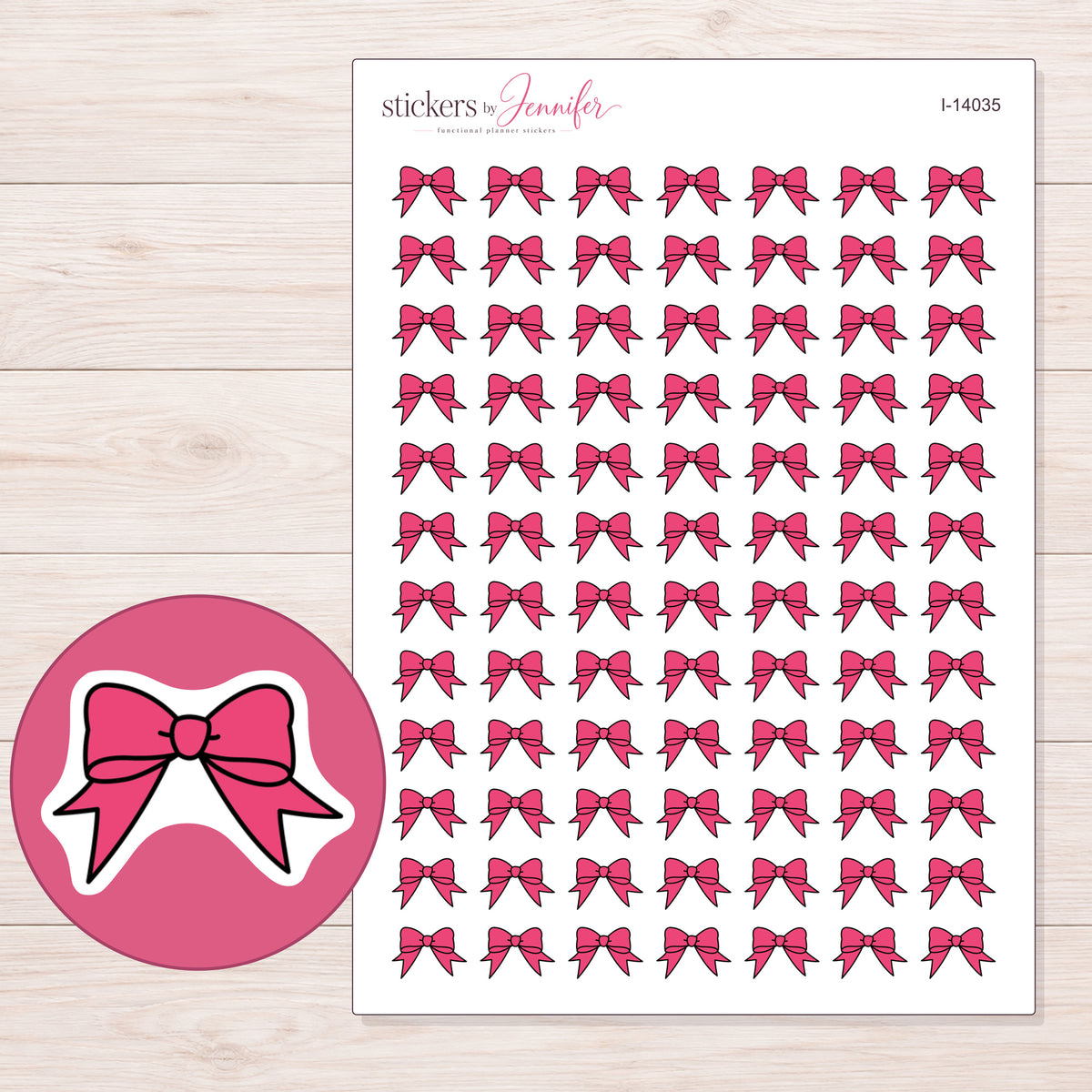 I-14035 planner sticker sheet with enlarged sticker detail