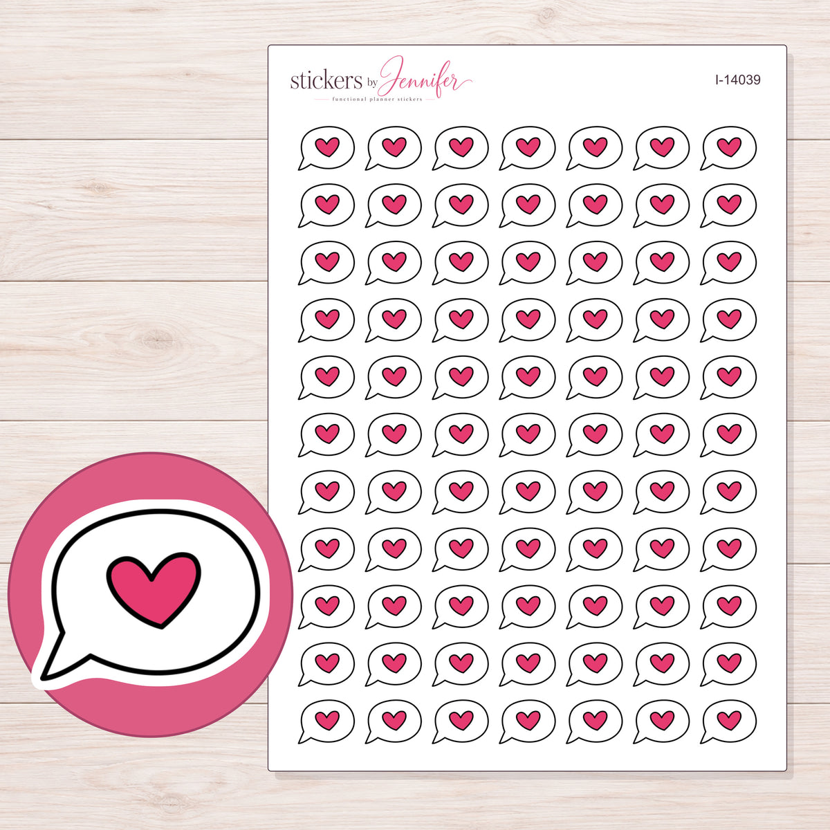 I-14039 planner sticker sheet with enlarged sticker detail