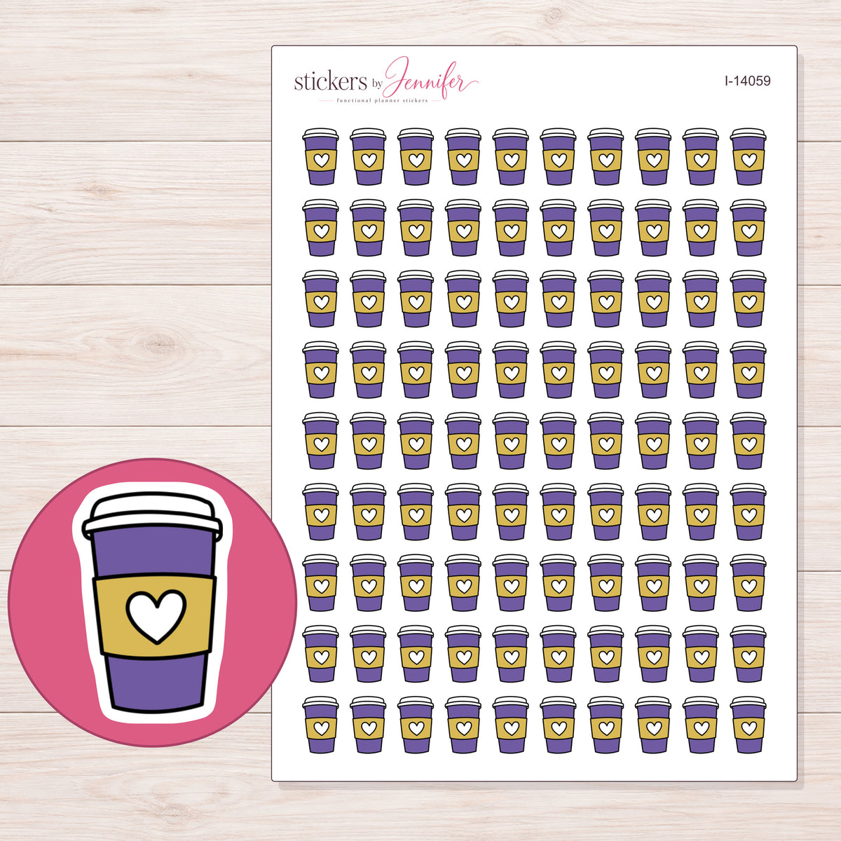 I-14059 planner sticker sheet with enlarged sticker detail