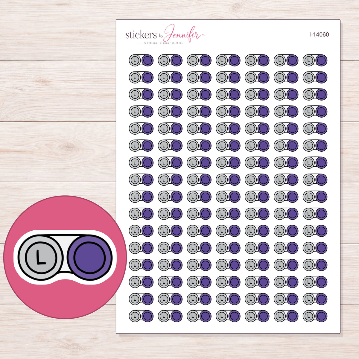 I-14060 planner sticker sheet with enlarged sticker detail