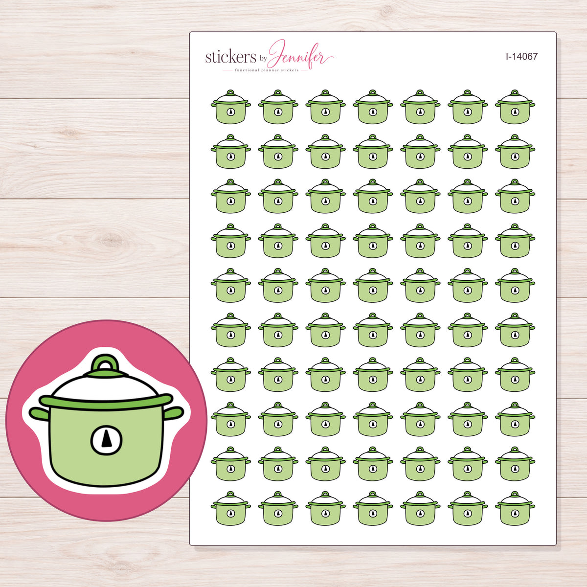 I-14067 planner sticker sheet with enlarged sticker detail