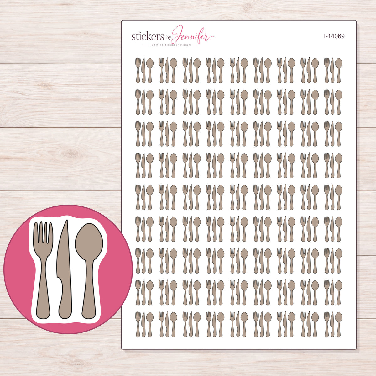 I-14069 planner sticker sheet with enlarged sticker detail