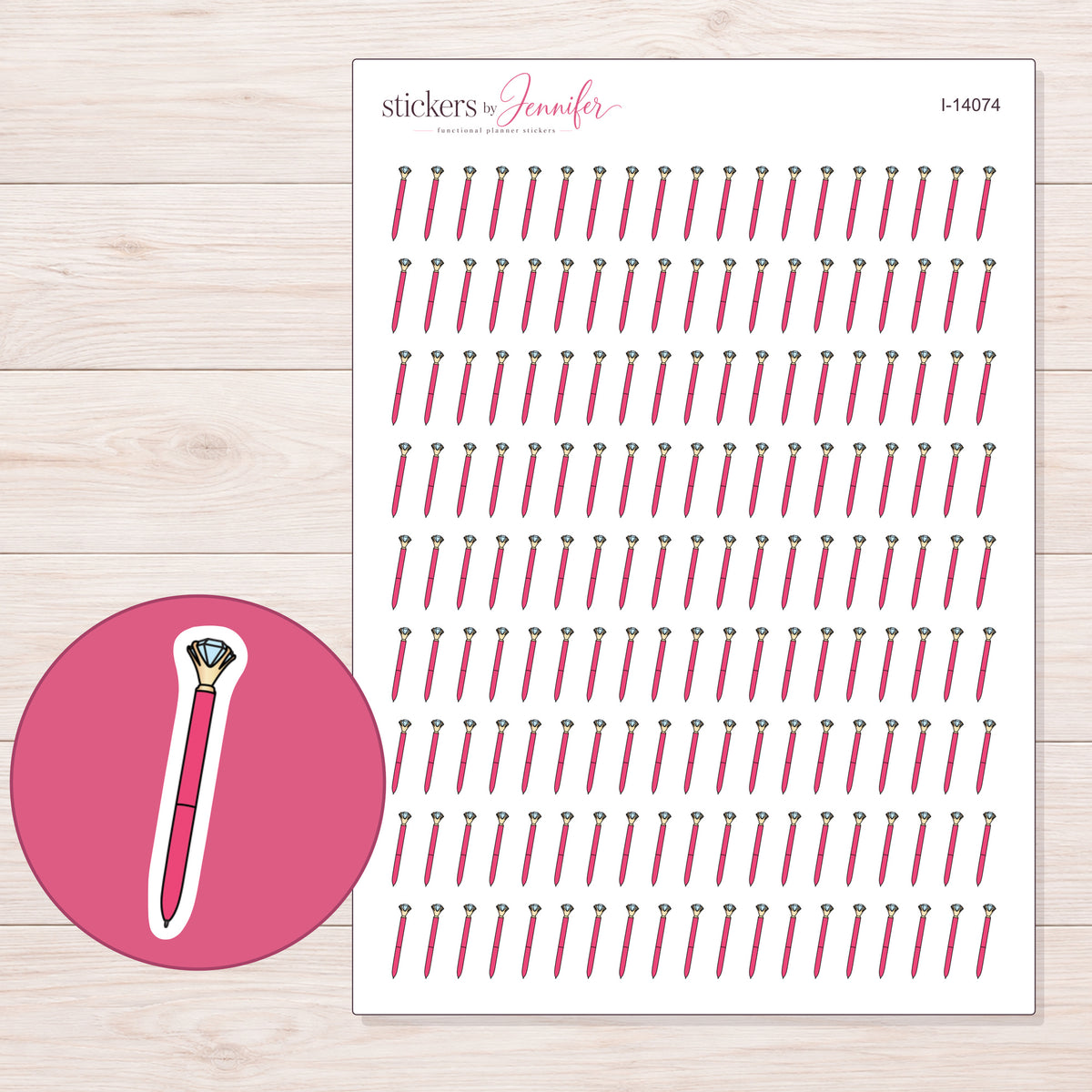 I-14074 planner sticker sheet with enlarged sticker detail