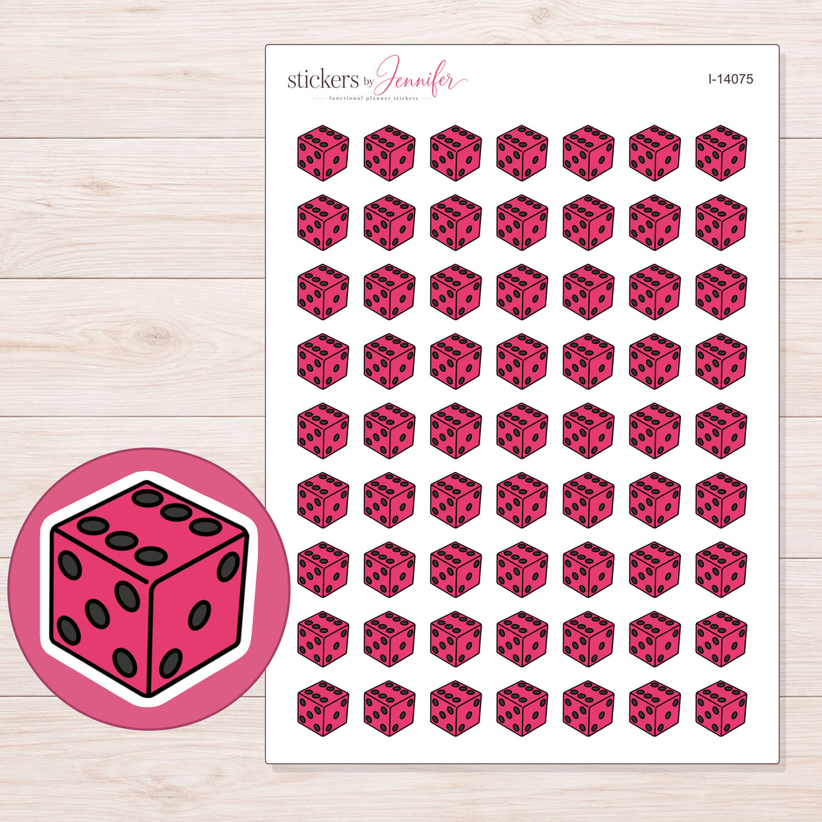I-14075 planner sticker sheet with enlarged sticker detail