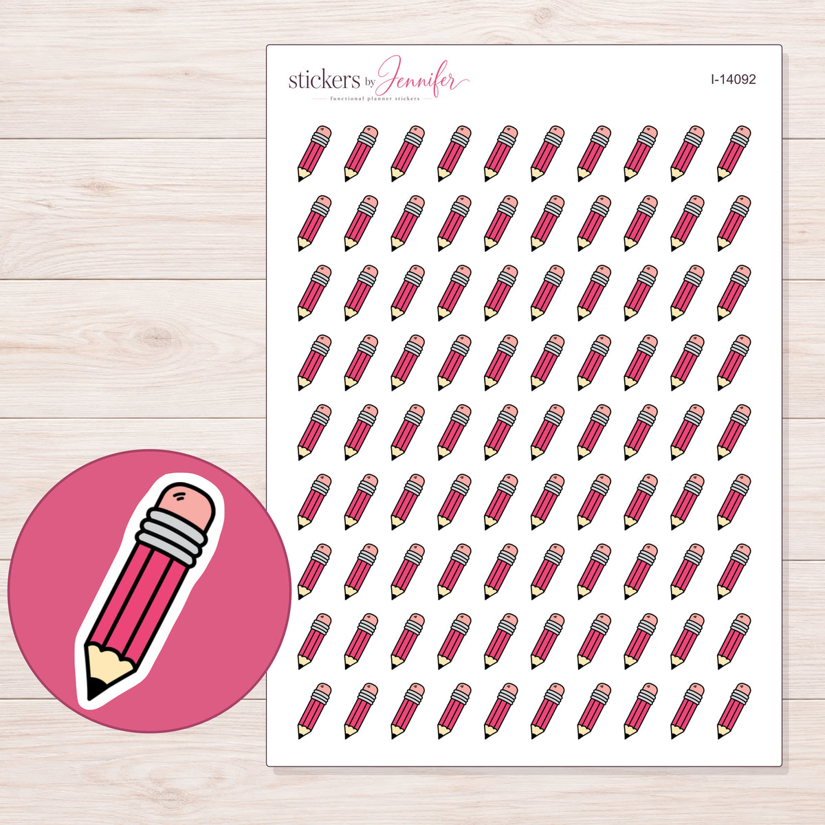 I-14092 planner sticker sheet with enlarged sticker detail