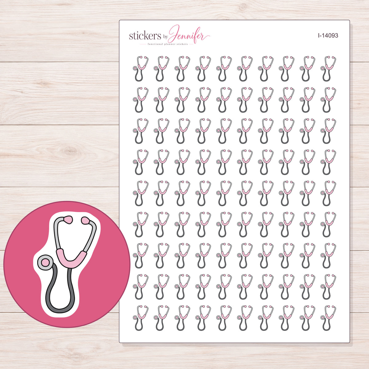 I-14093 planner sticker sheet with enlarged sticker detail