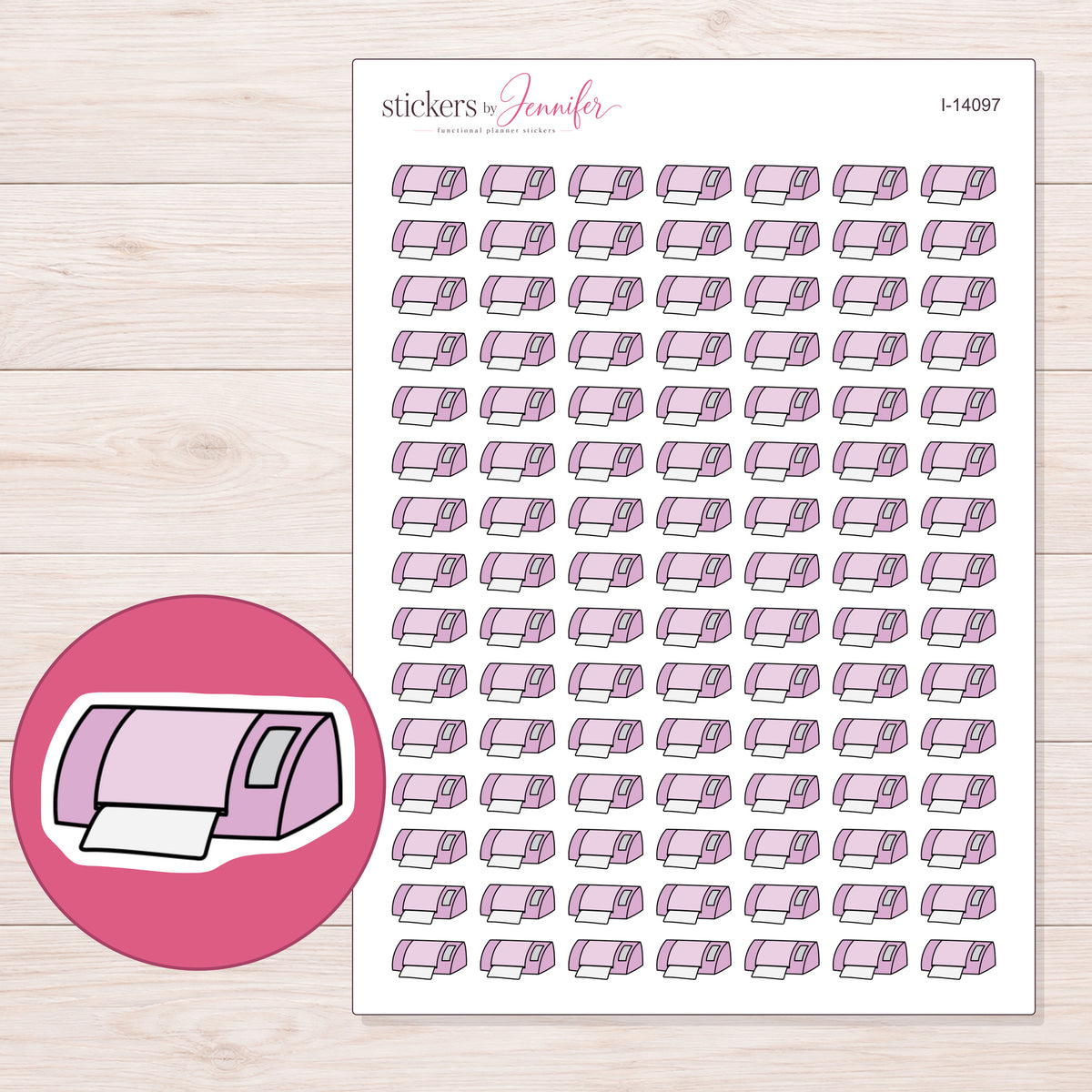 I-14097 planner sticker sheet with enlarged sticker detail