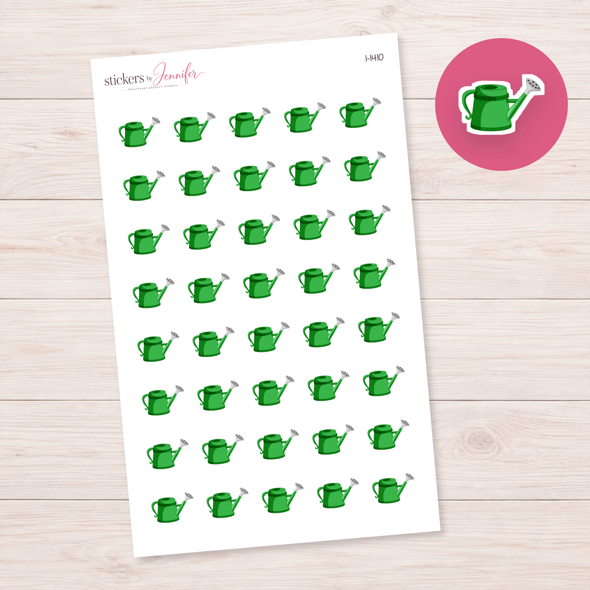 Bright Green Watering Can Planner Stickers | I-1410