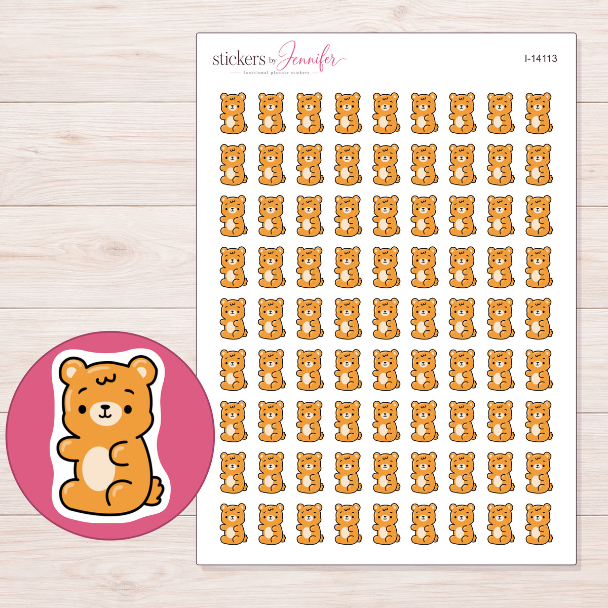 I-14113 planner sticker sheet with enlarged sticker detail