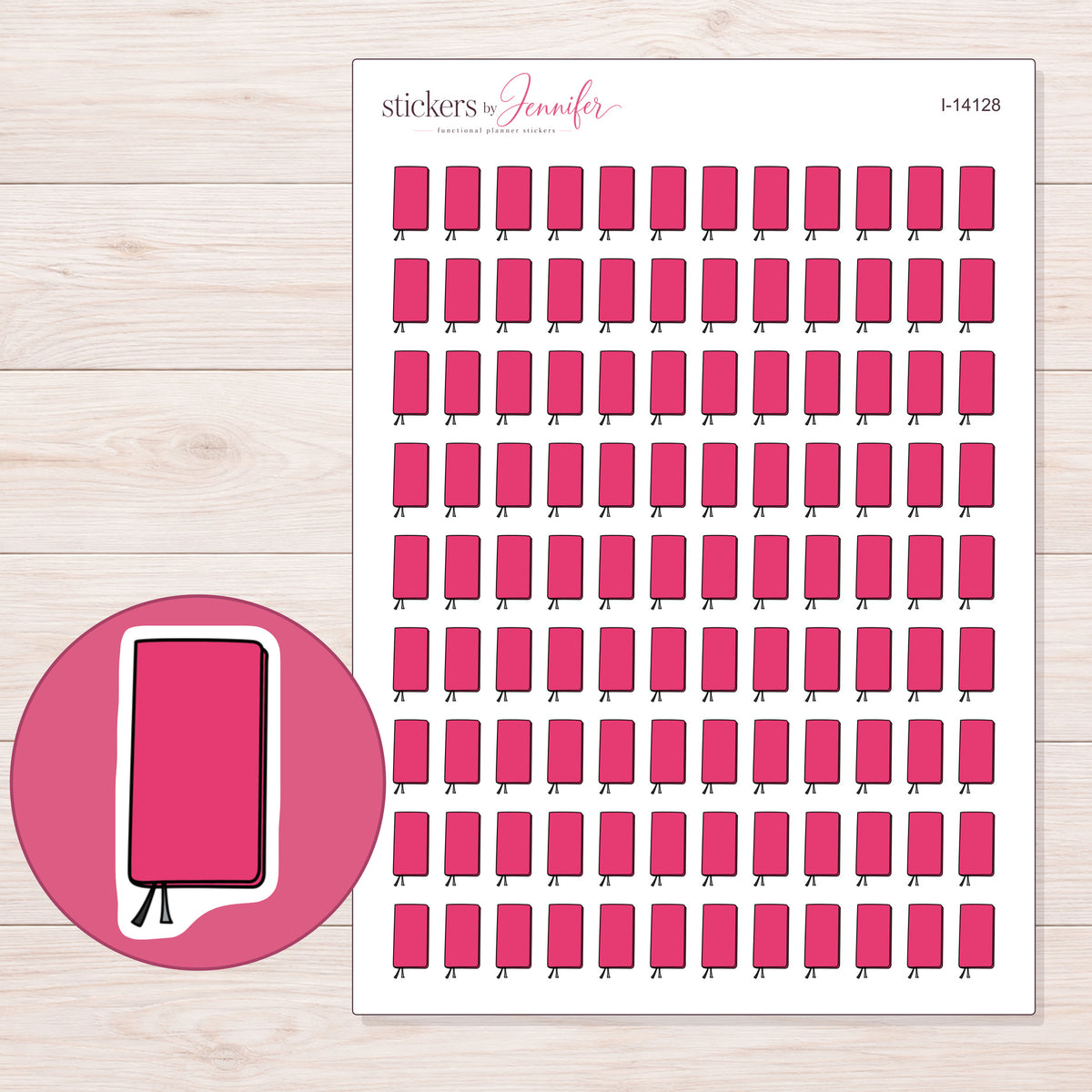 I-14128 planner sticker sheet with enlarged sticker detail