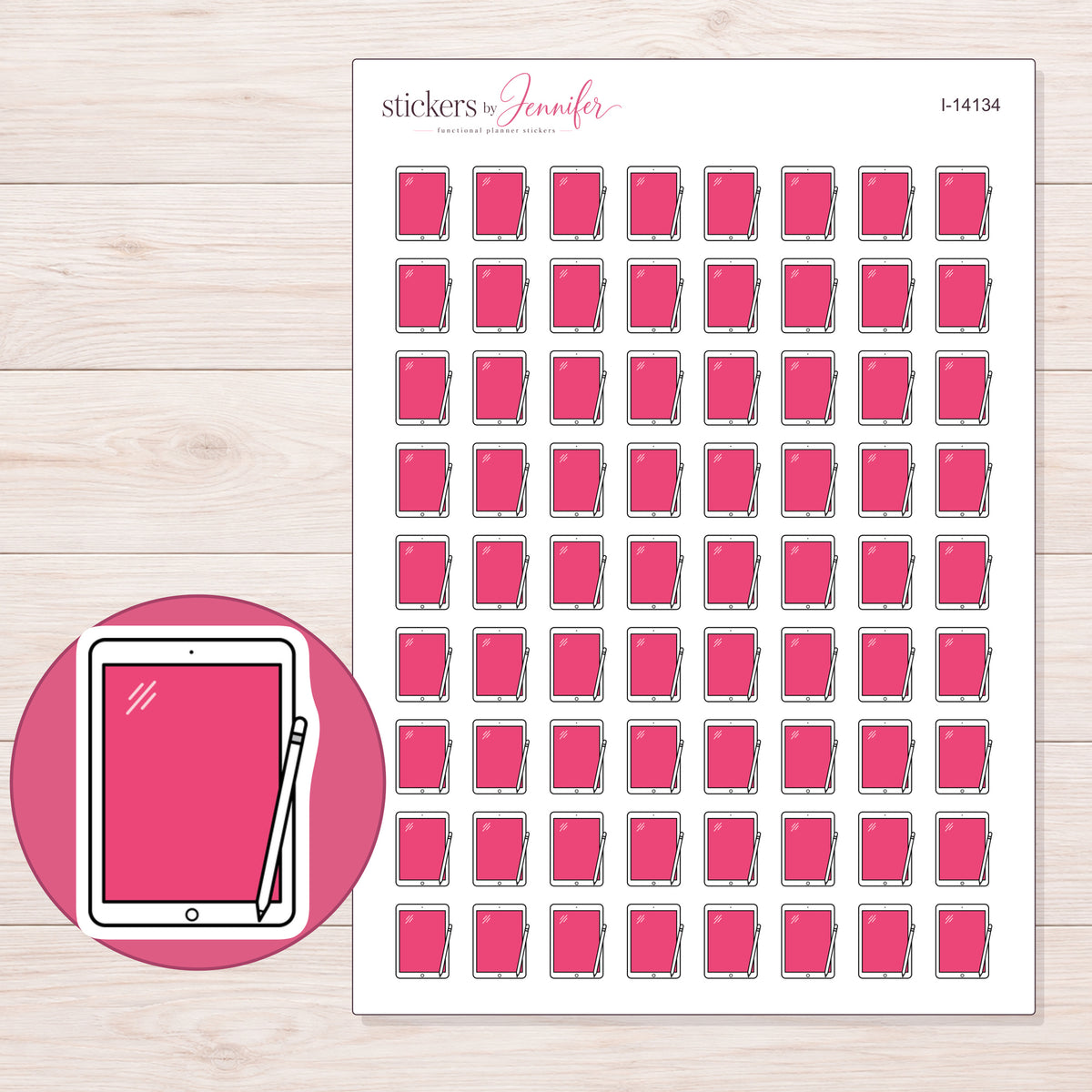 I-14134 planner sticker sheet with enlarged sticker detail