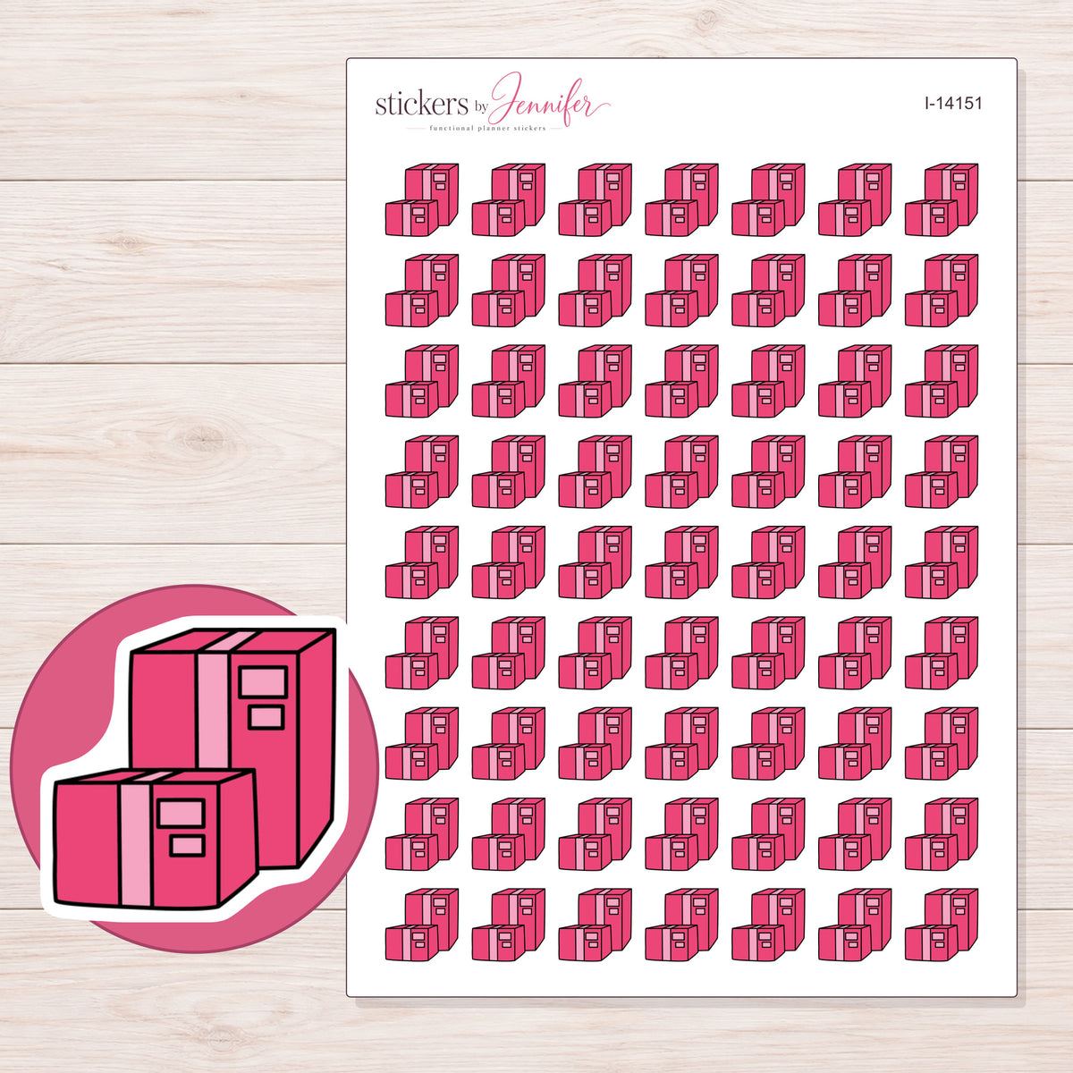 I-14151 planner sticker sheet with enlarged sticker detail