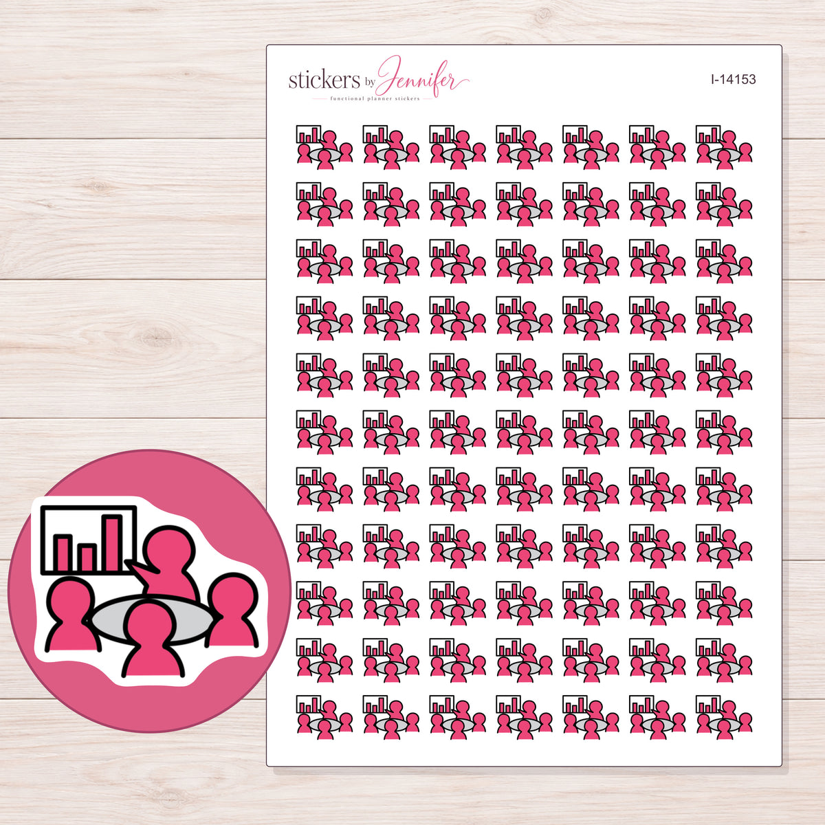 I-14153 planner sticker sheet with enlarged sticker detail