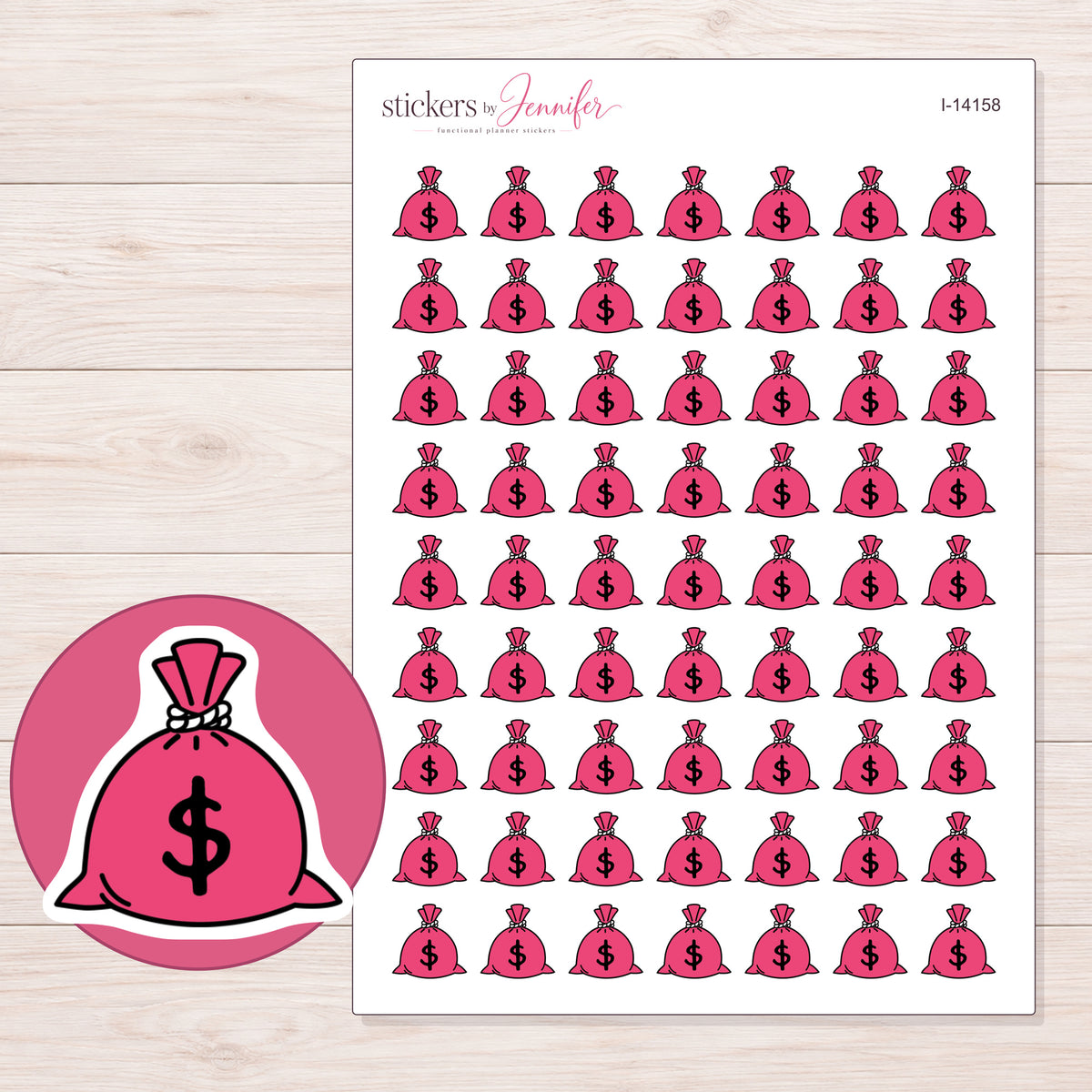 I-14158 planner sticker sheet with enlarged sticker detail