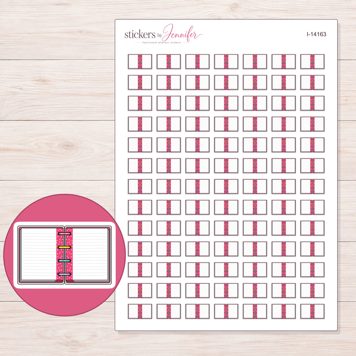 I-14163 planner sticker sheet with enlarged sticker detail