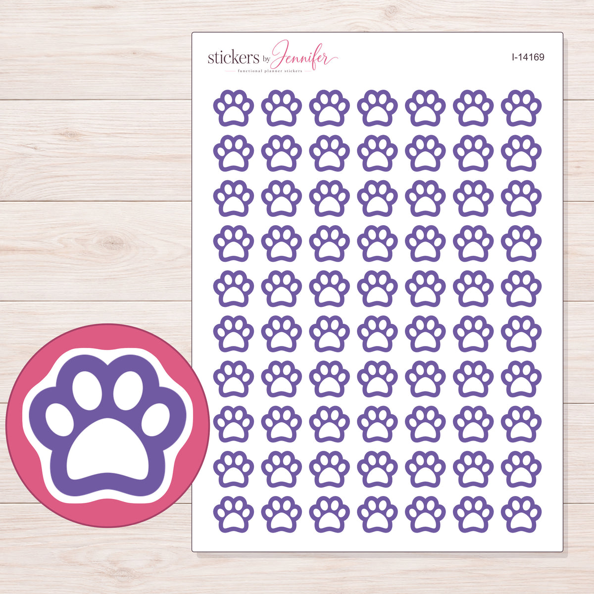 I-14169 planner sticker sheet with enlarged sticker detail
