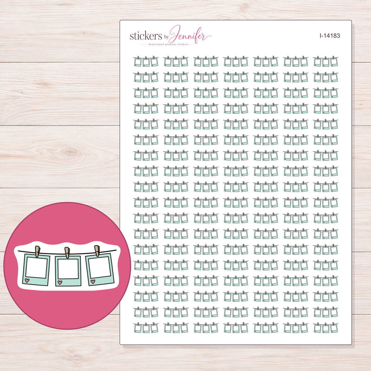 I-14183 planner sticker sheet with enlarged sticker detail
