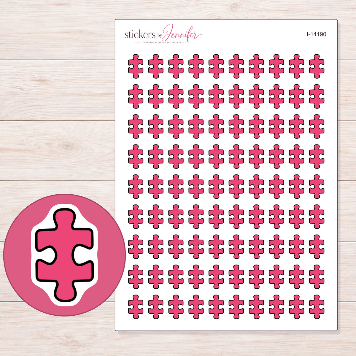 I-14190 planner sticker sheet with enlarged sticker detail