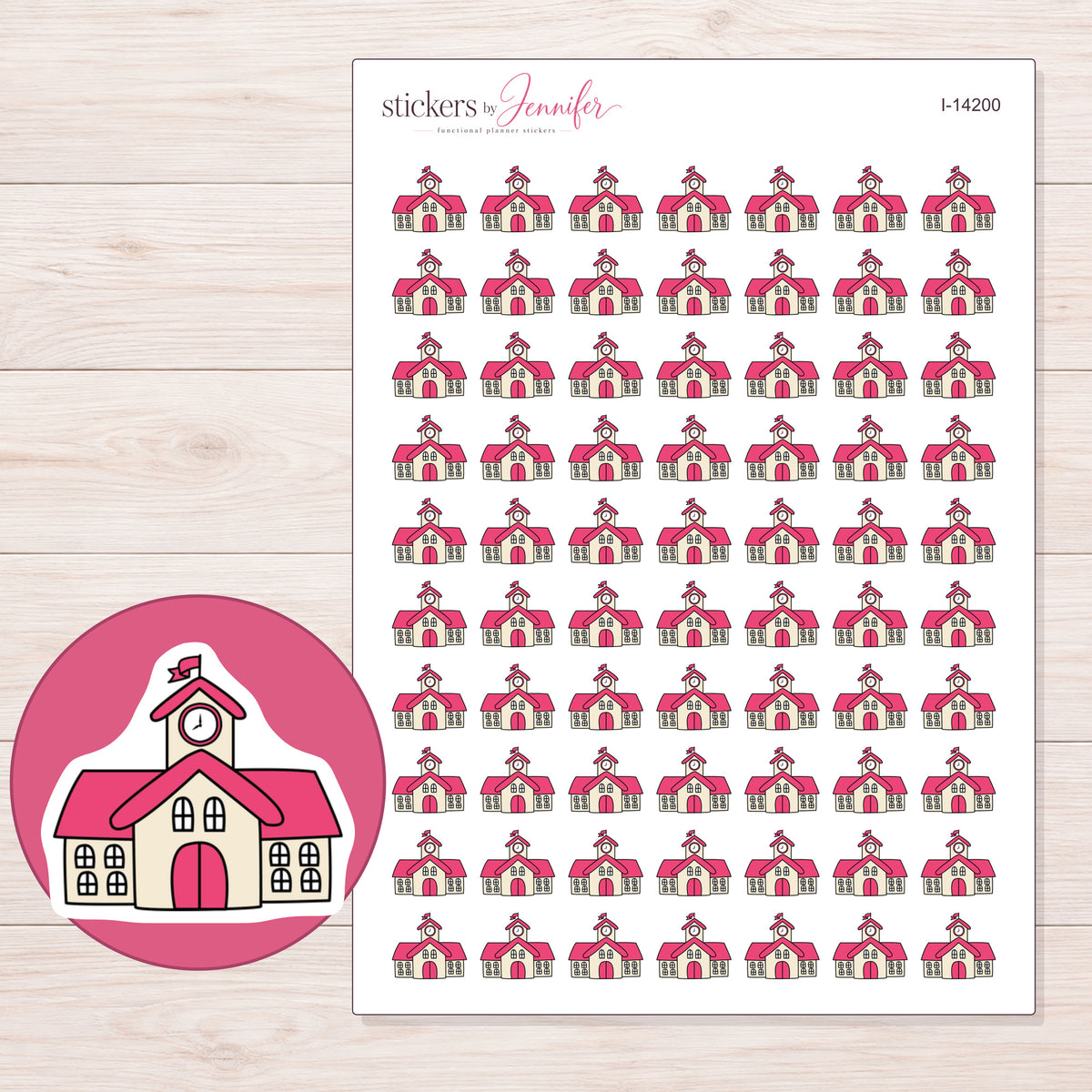 I-14200 planner sticker sheet with enlarged sticker detail