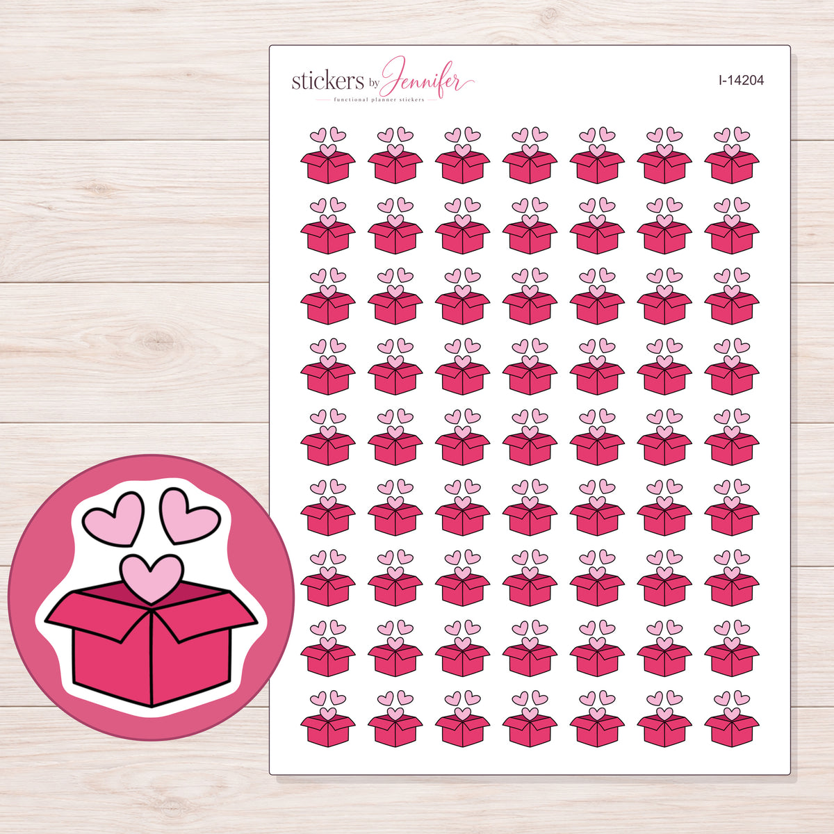 I-14204 planner sticker sheet with enlarged sticker detail