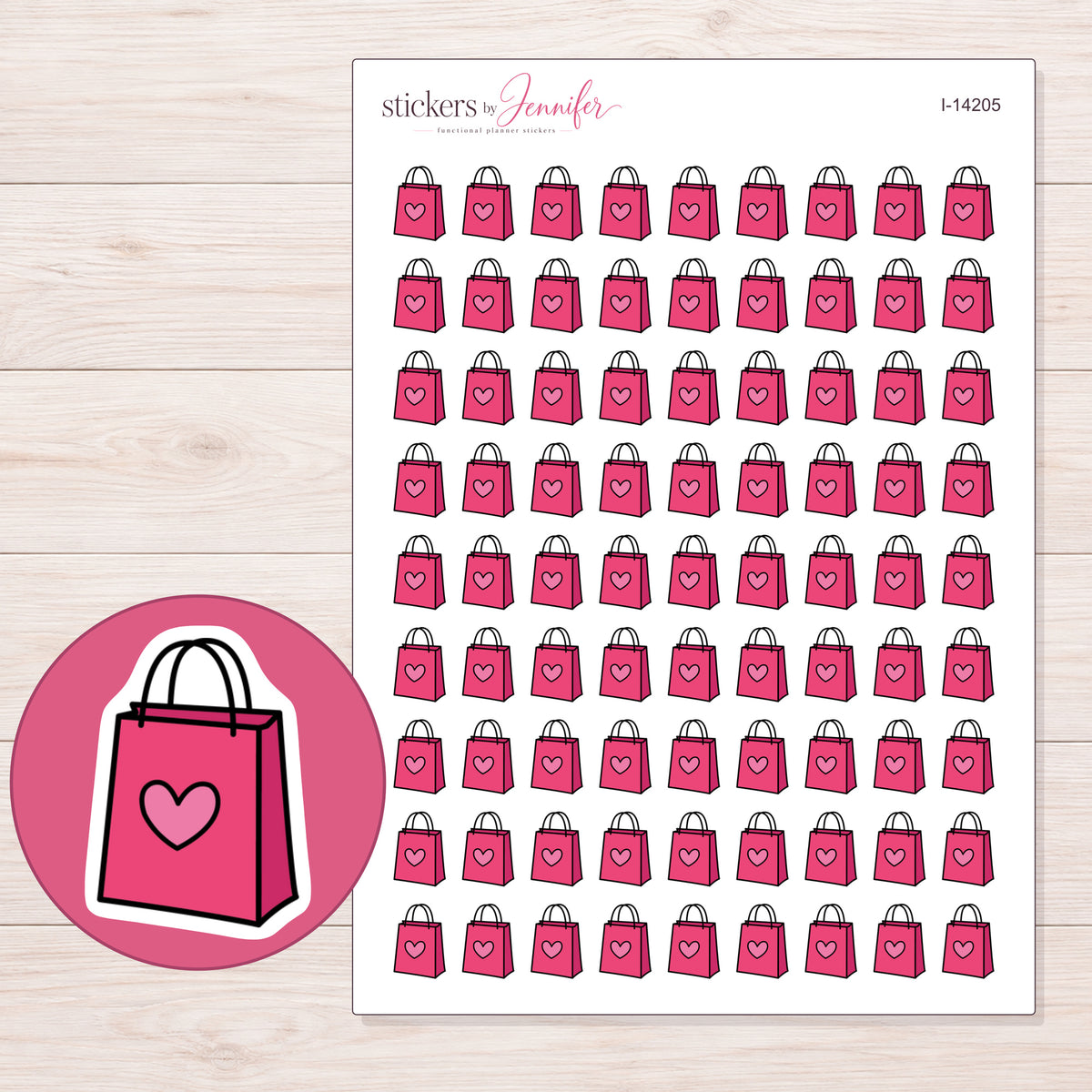 I-14205 planner sticker sheet with enlarged sticker detail