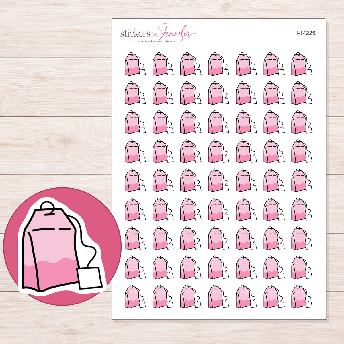 I-14225 planner sticker sheet with enlarged sticker detail