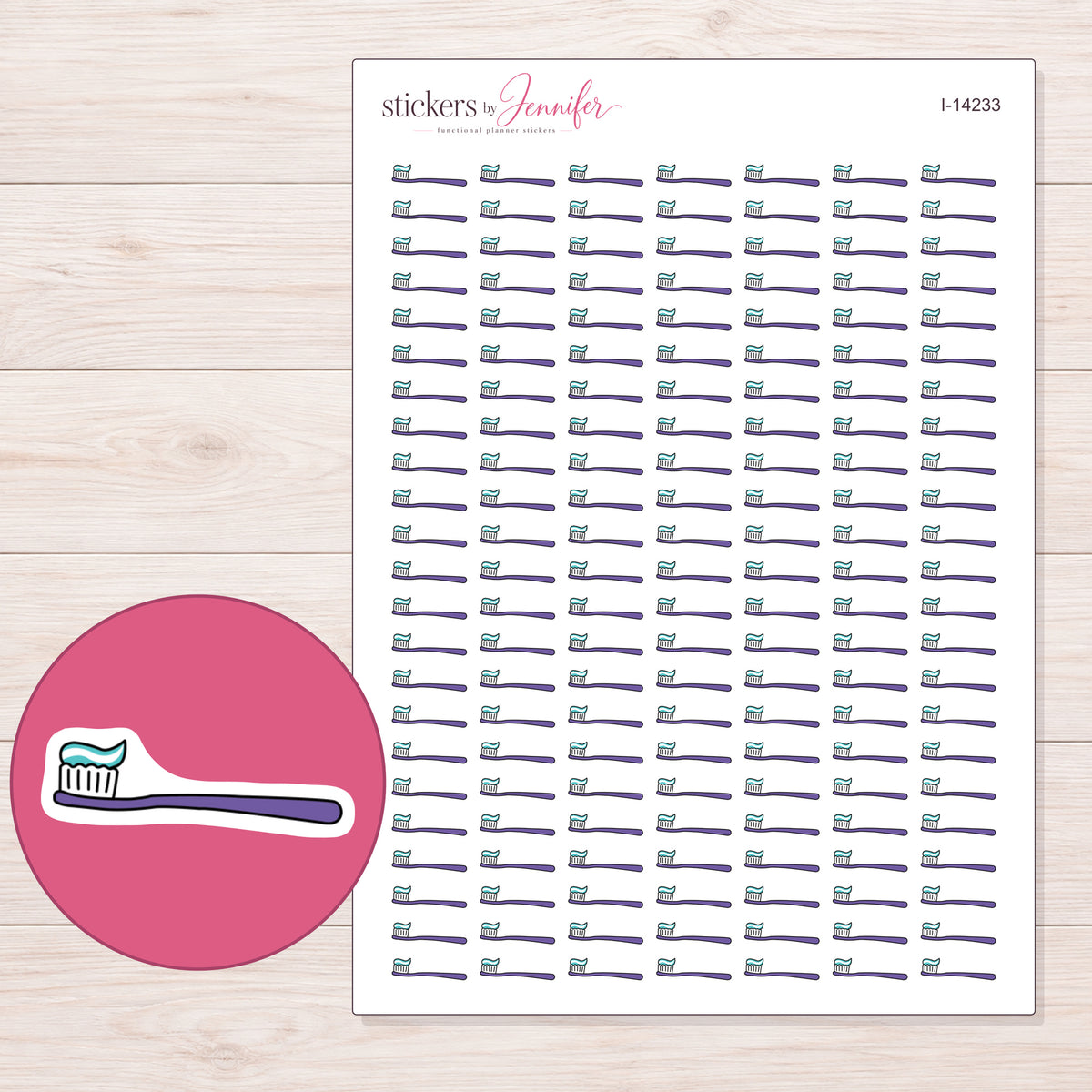 I-14233 planner sticker sheet with enlarged sticker detail