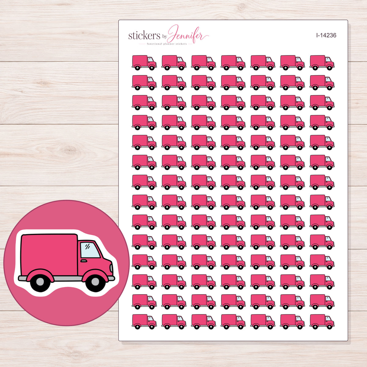 I-14236 planner sticker sheet with enlarged sticker detail